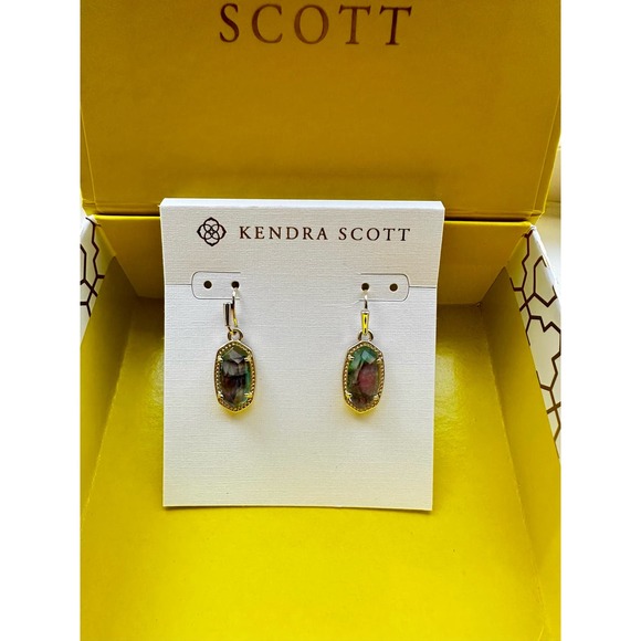 Kendra Scott Lee Gold Drop Earrings in Lilac Abalone - Picture 3 of 6